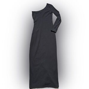 Black knit one shoulder maxi dress